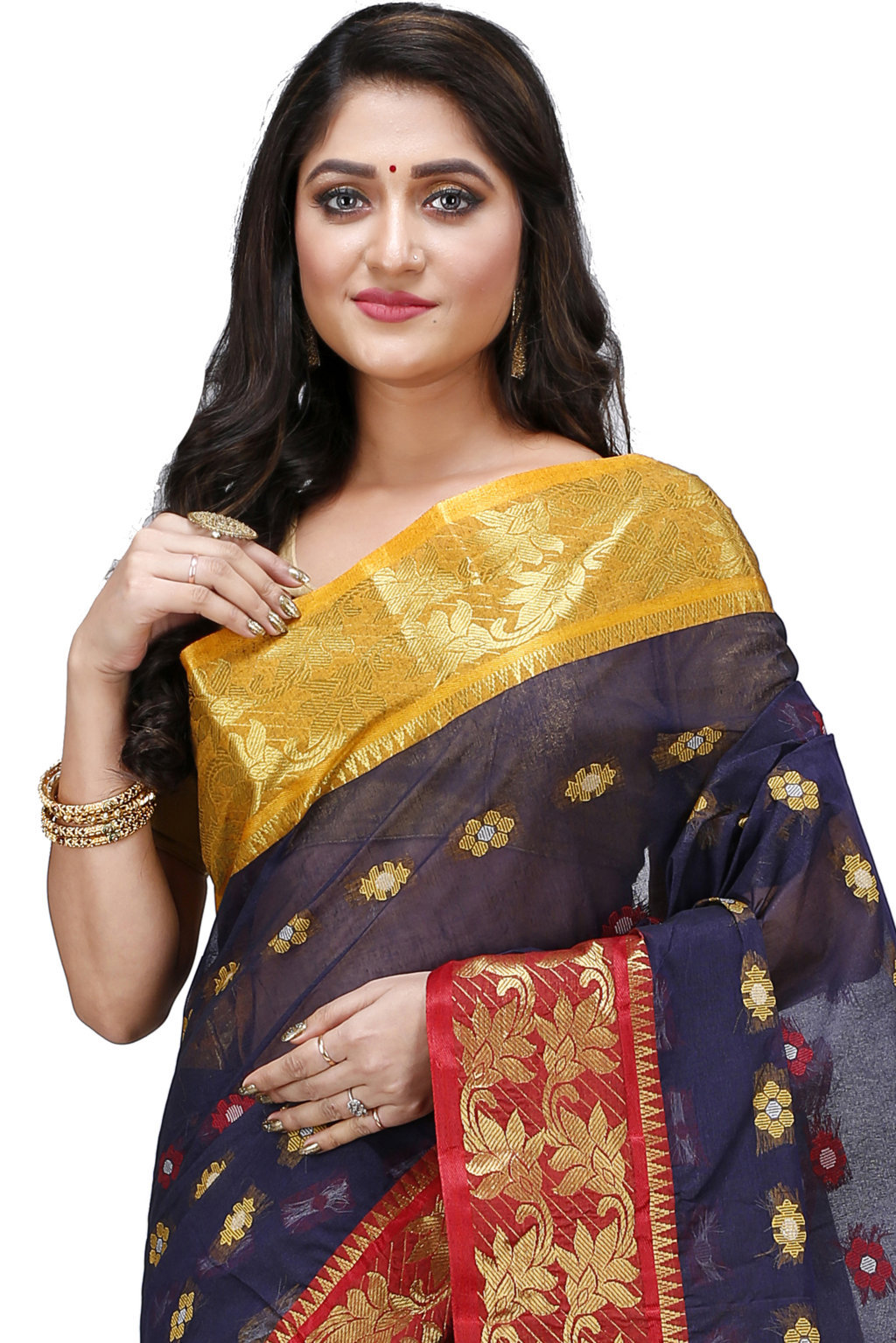 Naby Blue Pure Cotton Dui_Has Tant Saree (868)